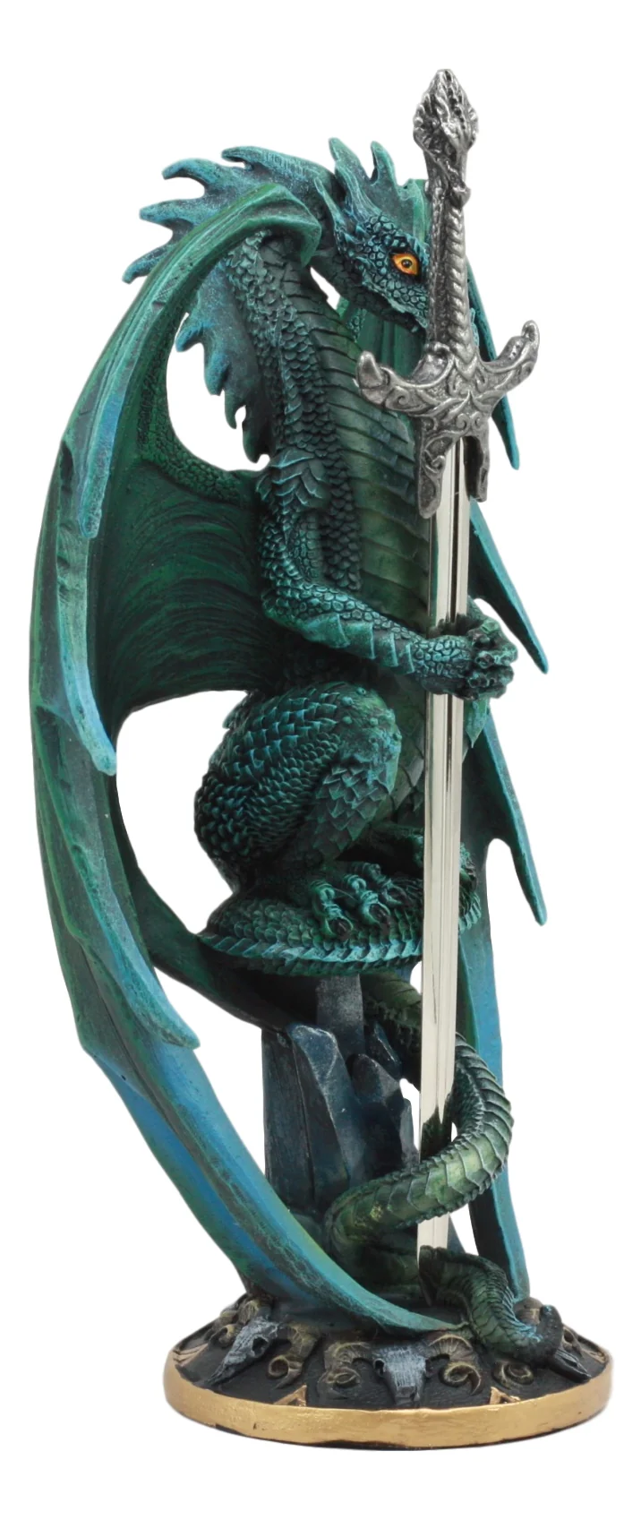 Ebros Ram Skull Blade Ruth Thompson Green Dragon Statue with Dragon Letter Opener Blade 10" Tall Dragon Blade Series Collection Mythical Fantasy Decor Sculpture - Image 2