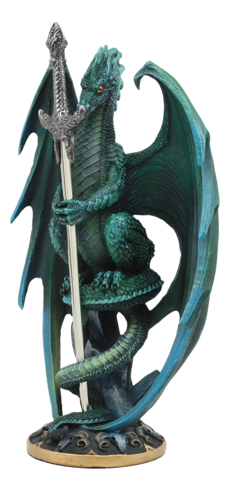 Ebros Ram Skull Blade Ruth Thompson Green Dragon Statue with Dragon Letter Opener Blade 10" Tall Dragon Blade Series Collection Mythical Fantasy Decor Sculpture - Image 3