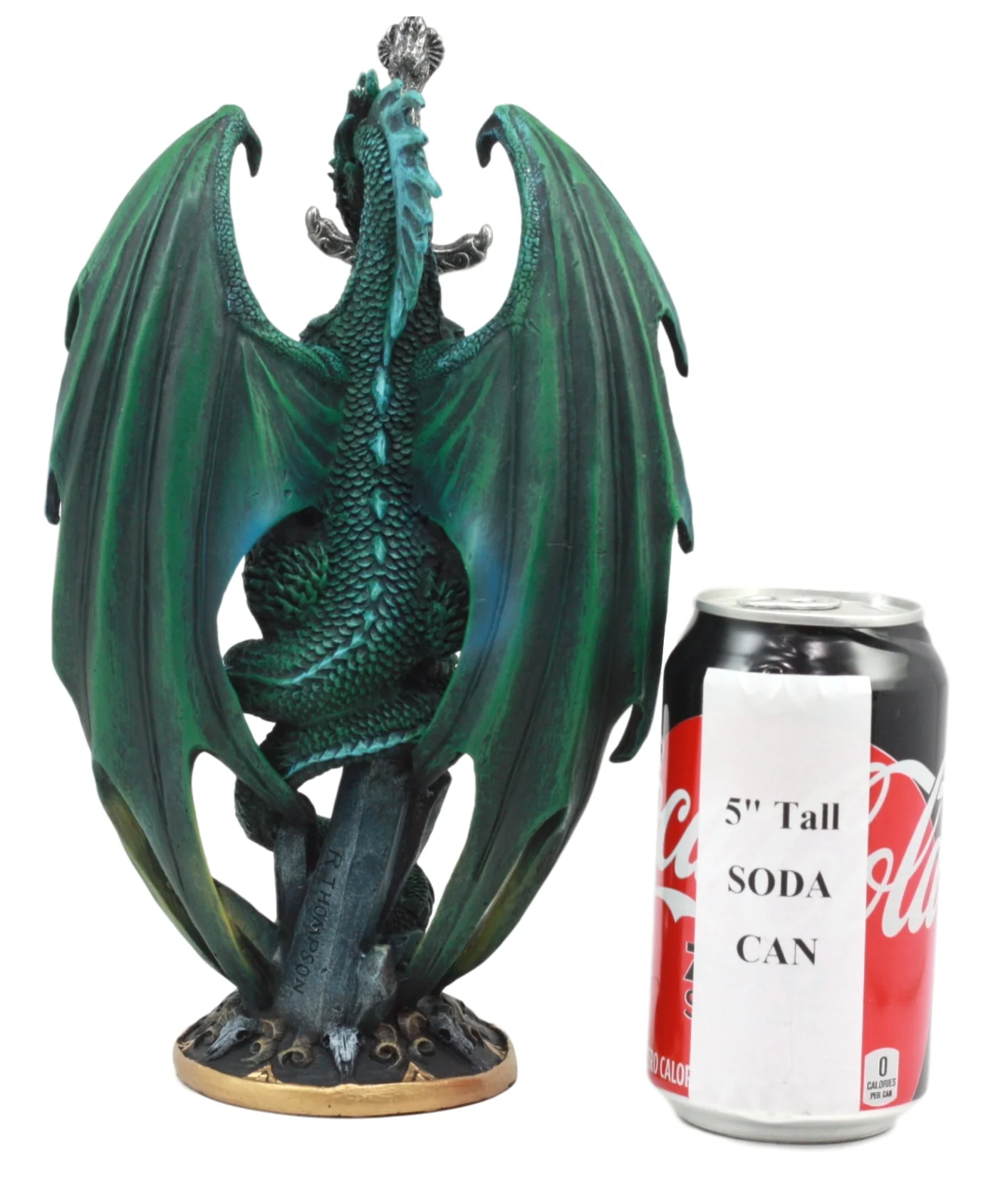 Ebros Ram Skull Blade Ruth Thompson Green Dragon Statue with Dragon Letter Opener Blade 10" Tall Dragon Blade Series Collection Mythical Fantasy Decor Sculpture - Image 4