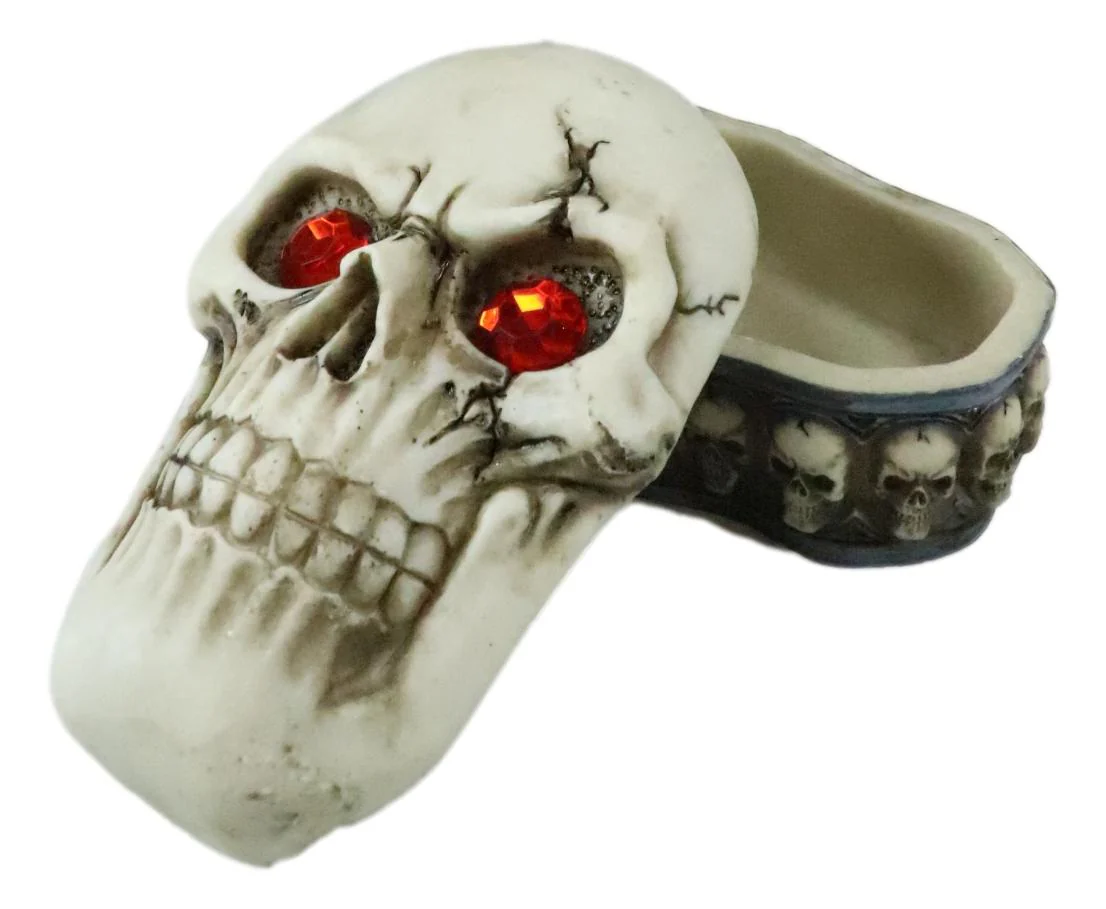 Ebros Reaper Skull Face Trinket Decorative Box Skeleton Graveyard 4.5"L Decor - Image 6