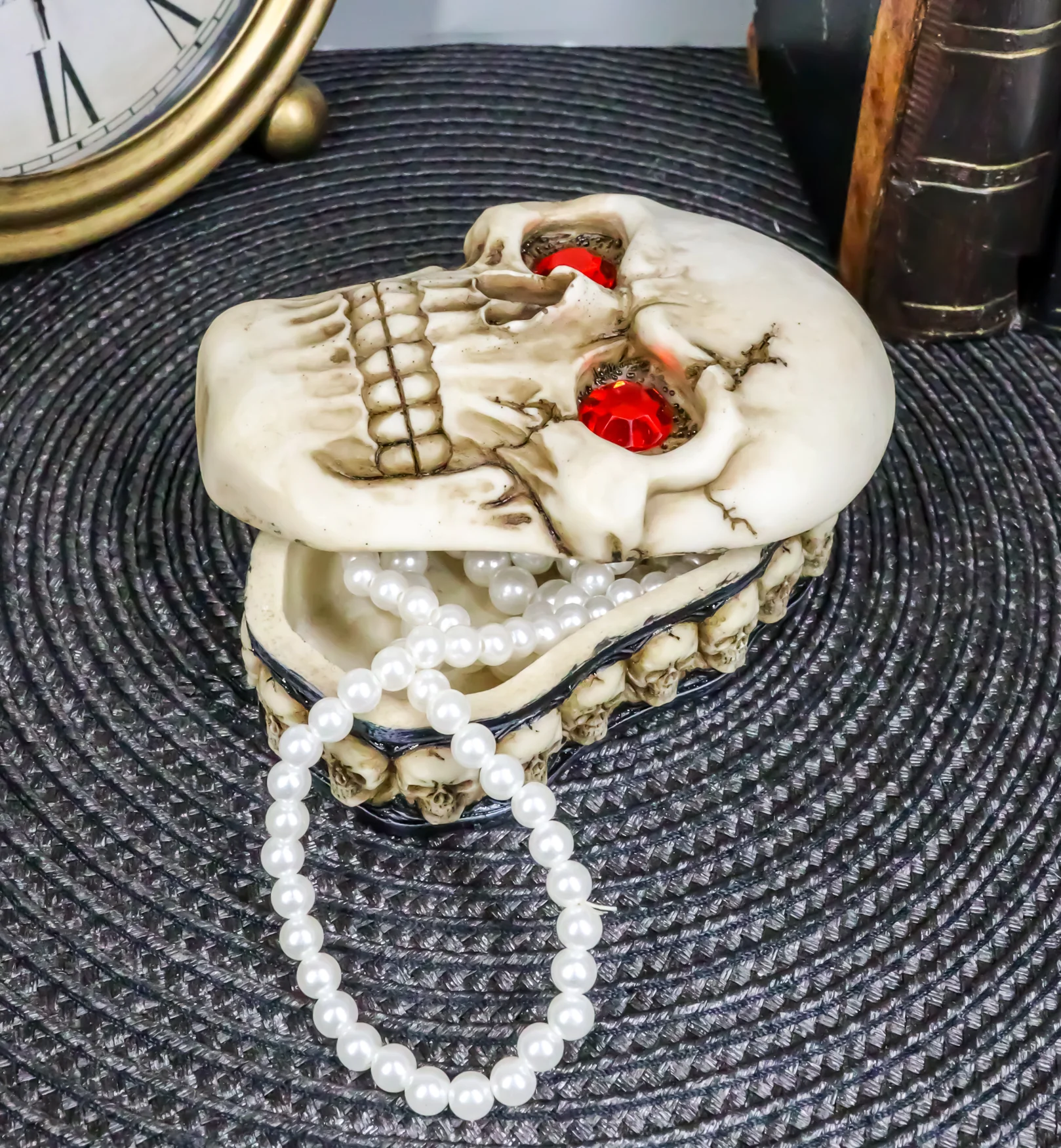 Ebros Reaper Skull Face Trinket Decorative Box Skeleton Graveyard 4.5"L Decor - Image 9