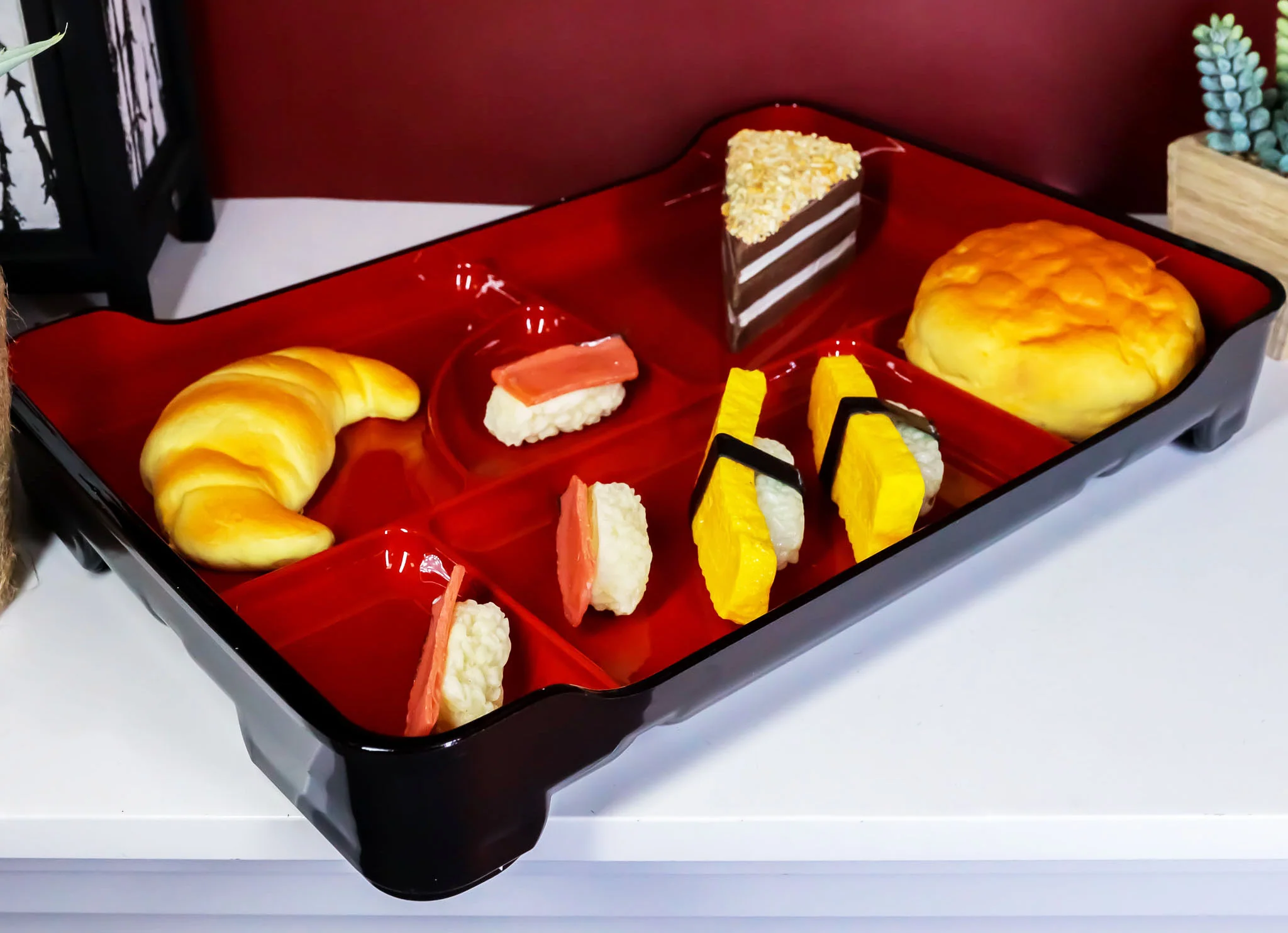 Japanese Large Bento Box With 6 Compartments Lacquered Platter 14"LX9.25"W (5) - Image 3