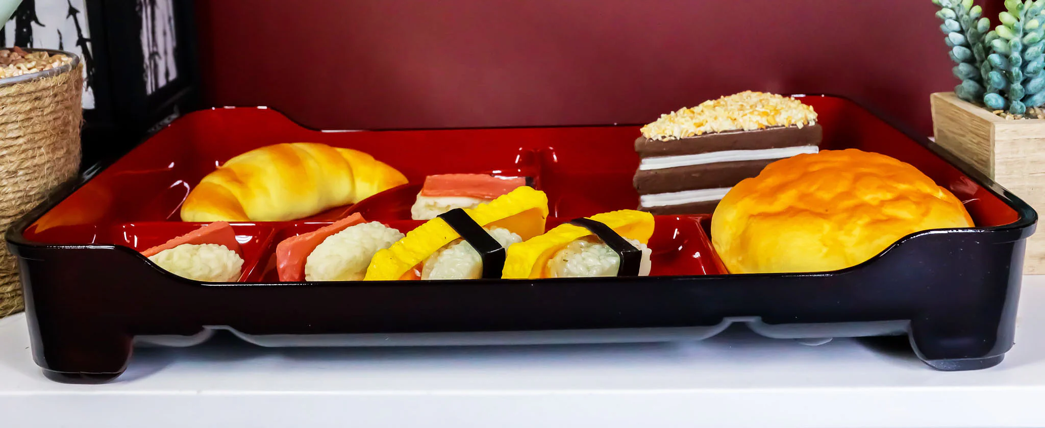 Japanese Large Bento Box With 6 Compartments Lacquered Platter 14"LX9.25"W (5) - Image 7