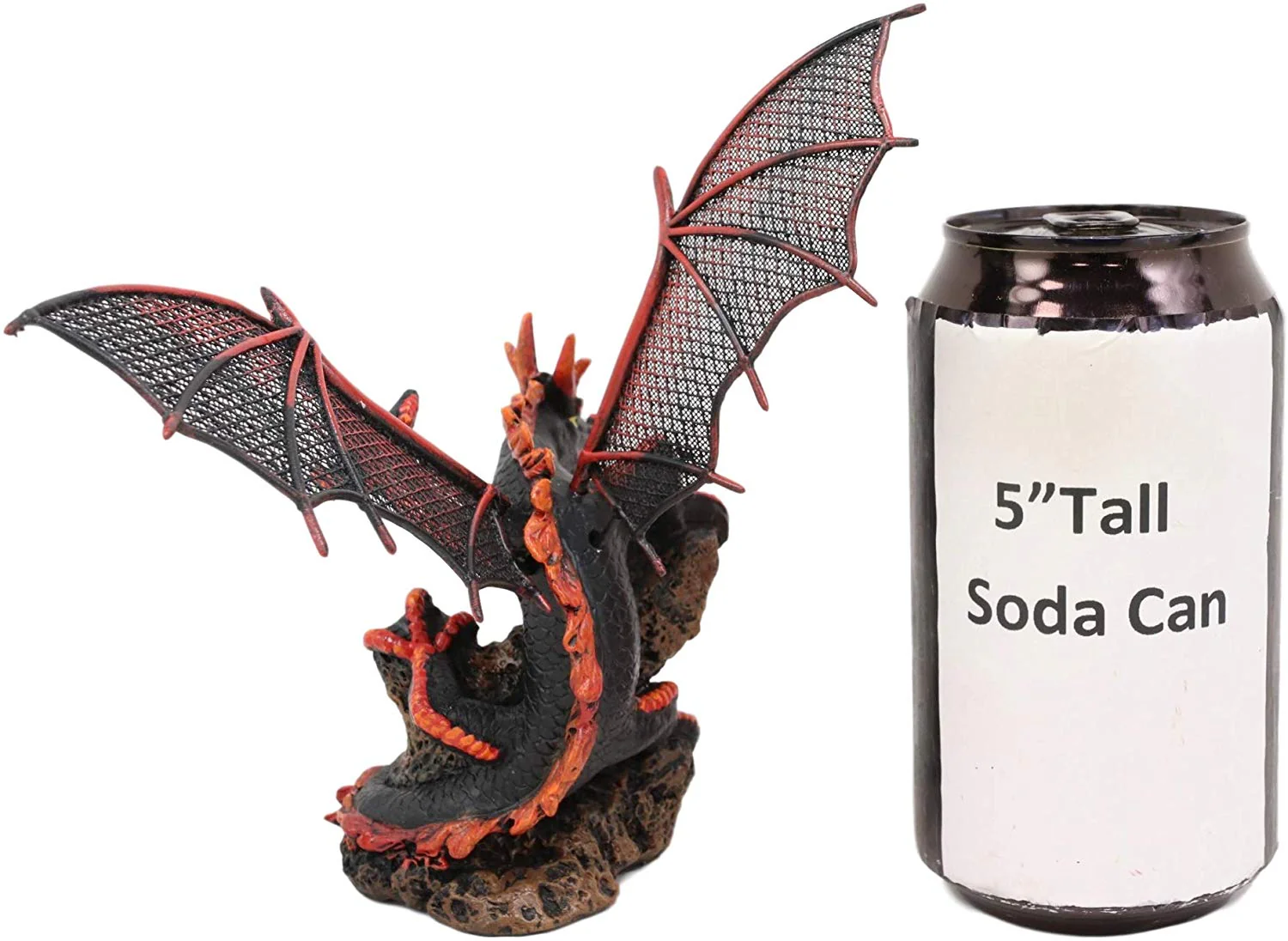 Ebros Red and BlackBattle Hardened Volcano Pterosaur Dragon Figurine 6" Long - Image 4