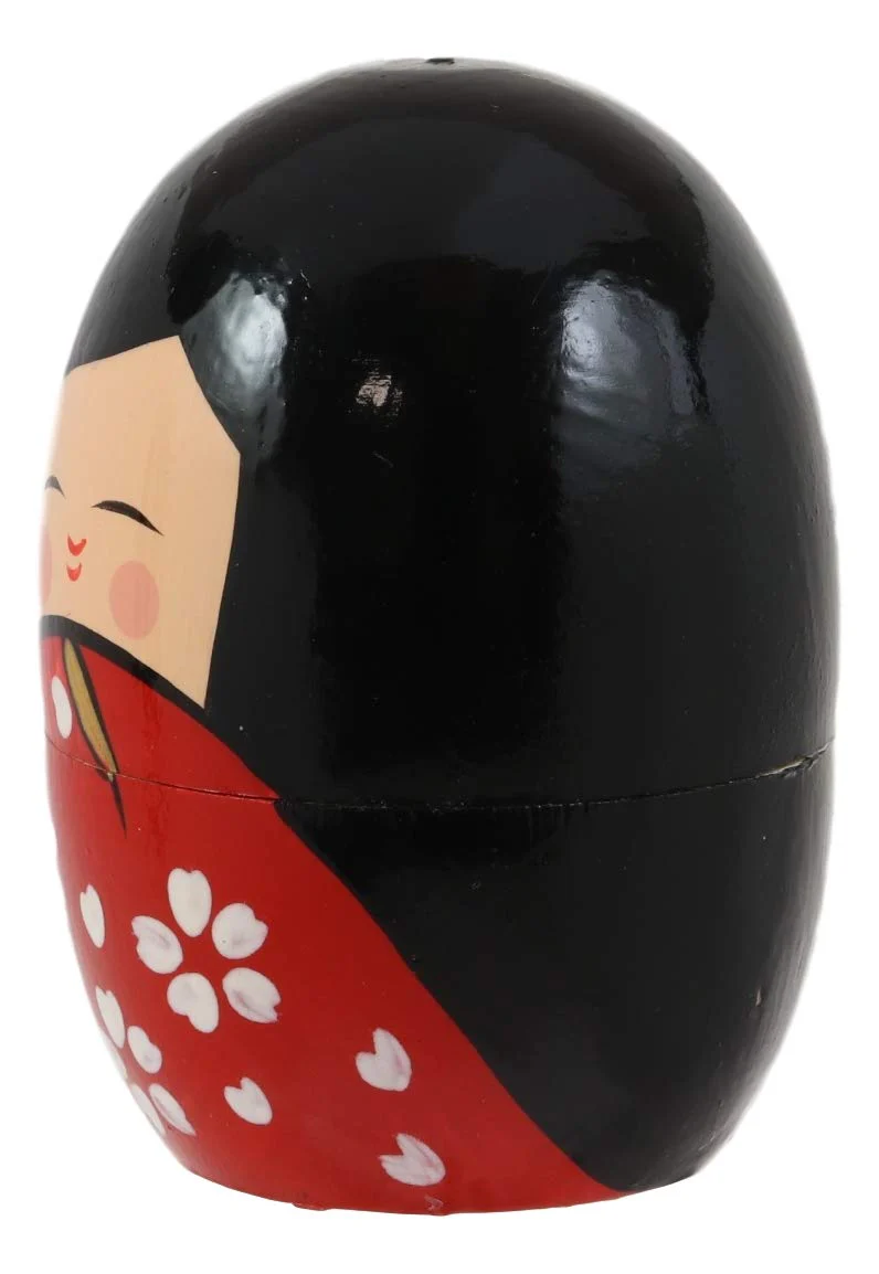 Japanese Kokeshi Girl Wooden Stacking Matryoshka Nesting Dolls 5 Piece Set Toy - Image 2