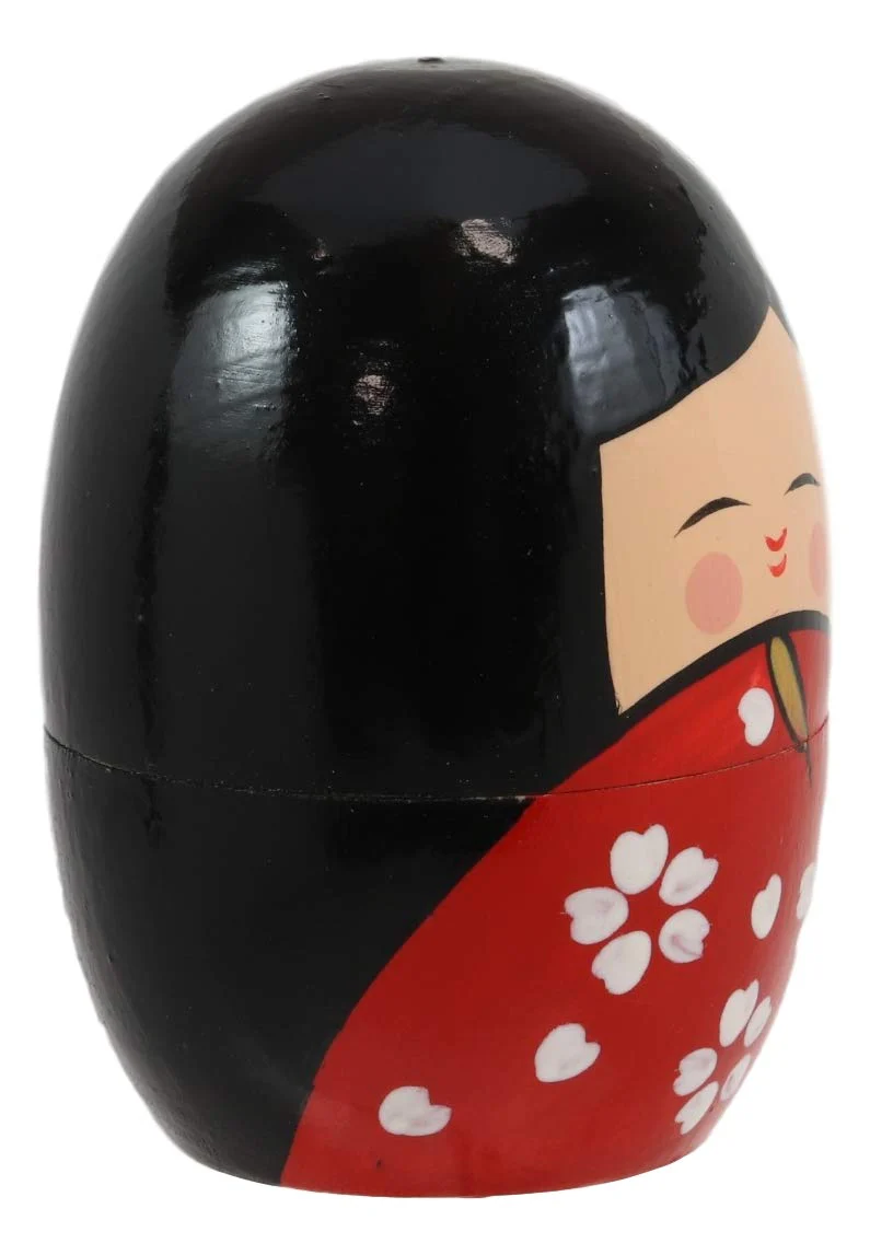 Japanese Kokeshi Girl Wooden Stacking Matryoshka Nesting Dolls 5 Piece Set Toy - Image 5