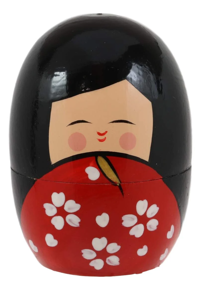 Japanese Kokeshi Girl Wooden Stacking Matryoshka Nesting Dolls 5 Piece Set Toy - Image 7