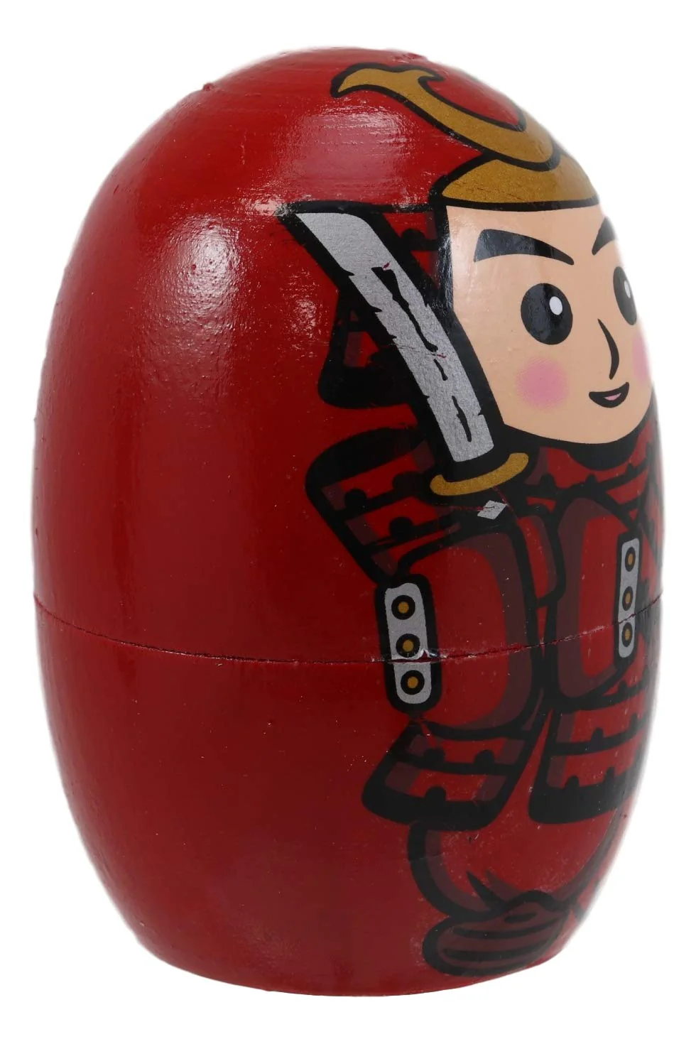 Red Japanese Samurai Wooden Stacking Matryoshka Nesting Dolls 5 Piece Set Toy - Image 3