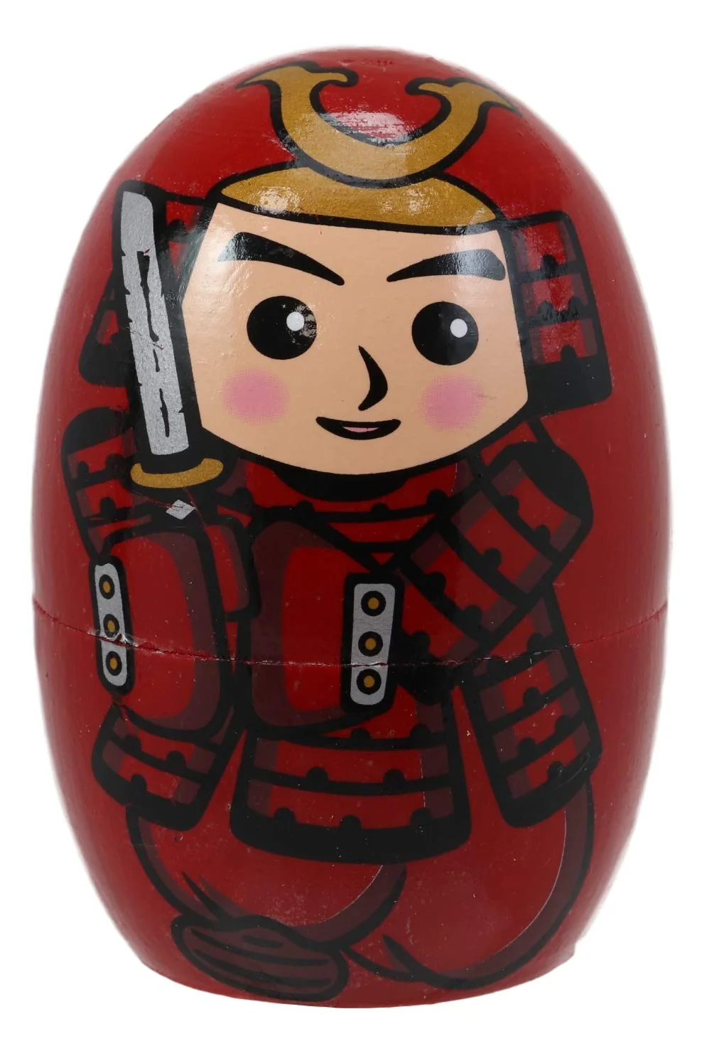 Red Japanese Samurai Wooden Stacking Matryoshka Nesting Dolls 5 Piece Set Toy - Image 5