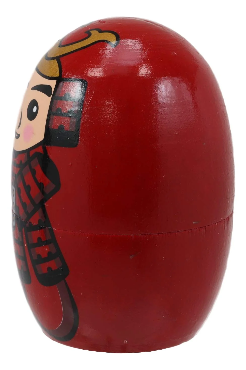 Red Japanese Samurai Wooden Stacking Matryoshka Nesting Dolls 5 Piece Set Toy - Image 6