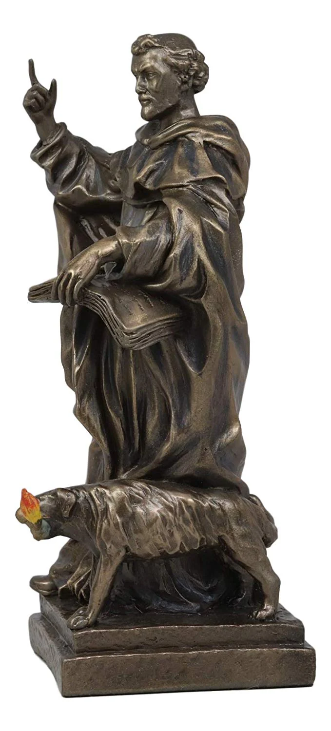Catholic Priest Saint Dominic of Osma with Hound Dog Statue Patron Of Astronomy - Image 3