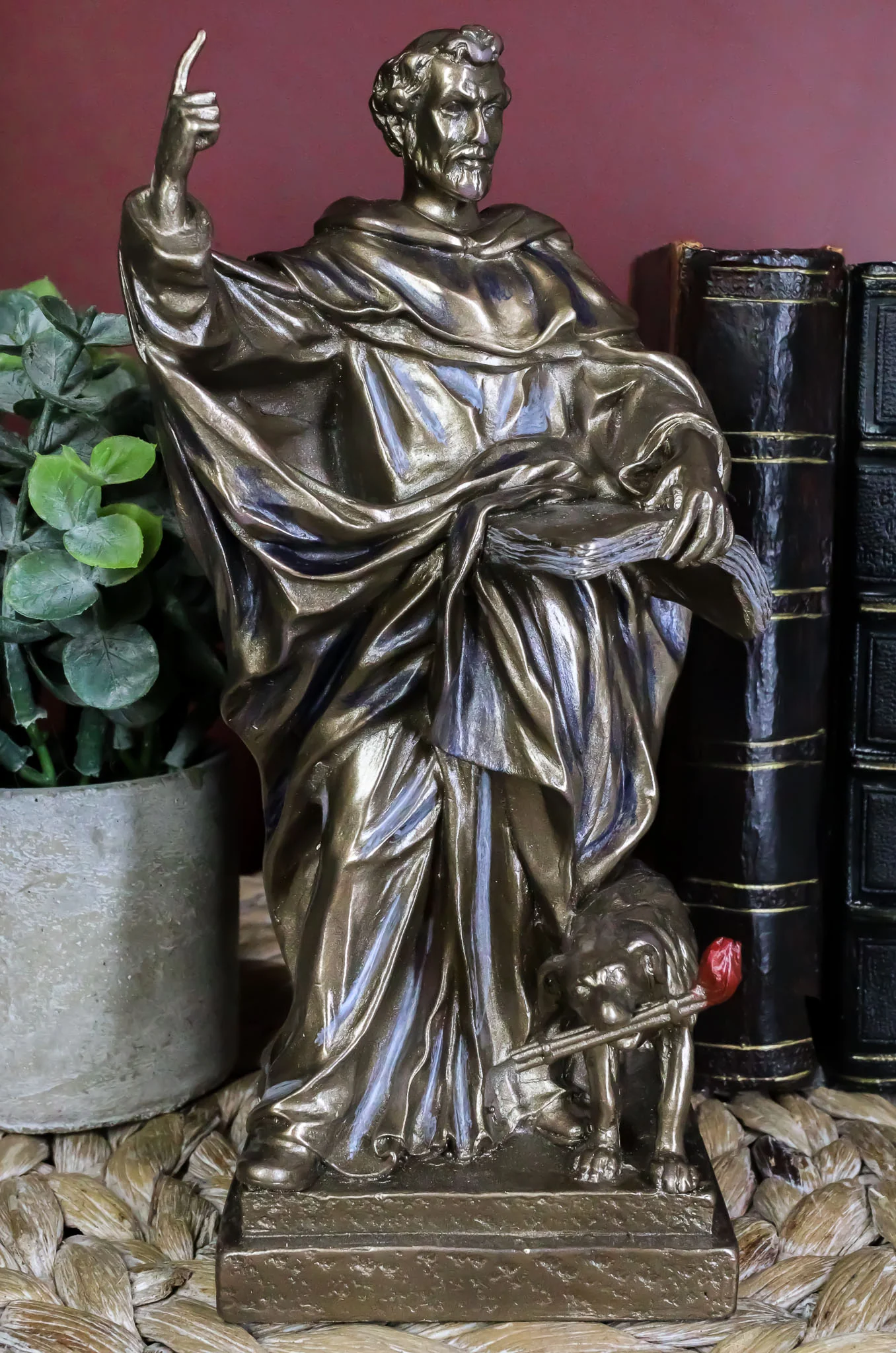 Catholic Priest Saint Dominic of Osma with Hound Dog Statue Patron Of Astronomy - Image 5