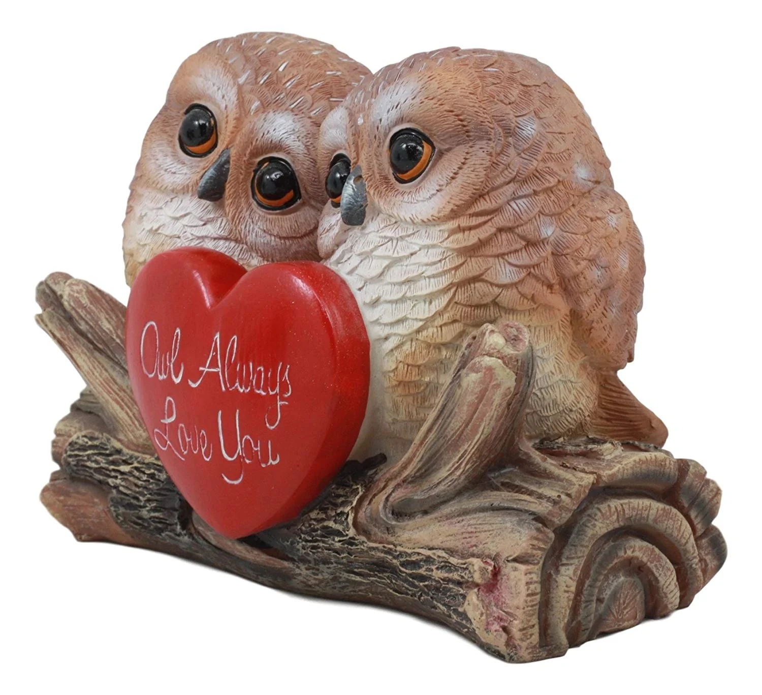 Ebros Romantic Owl Couple Statue Wisdom Of The Forests Love Birds Pair Of Owls Holding Heart Shaped Sign - Image 2
