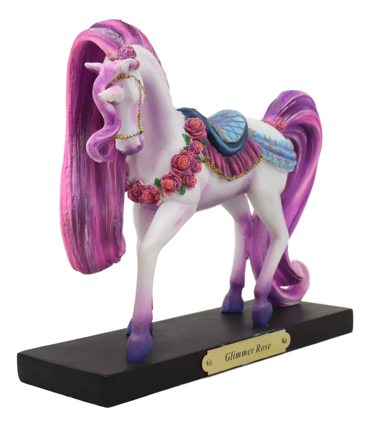Ebros Rose Khan Fantasy Glimmer Rose Unicorn Mare Horse Figurine 7.75"W Statue - Image 2