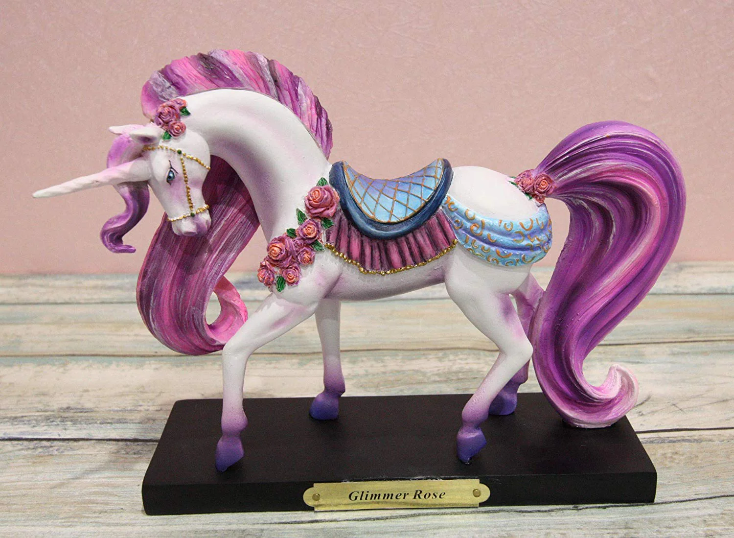 Ebros Rose Khan Fantasy Glimmer Rose Unicorn Mare Horse Figurine 7.75"W Statue - Image 3