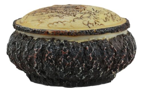 Ebros Rustic Faux Wood Alpha Wolf Jewelry Box Figurine 4" Diameter - Image 4