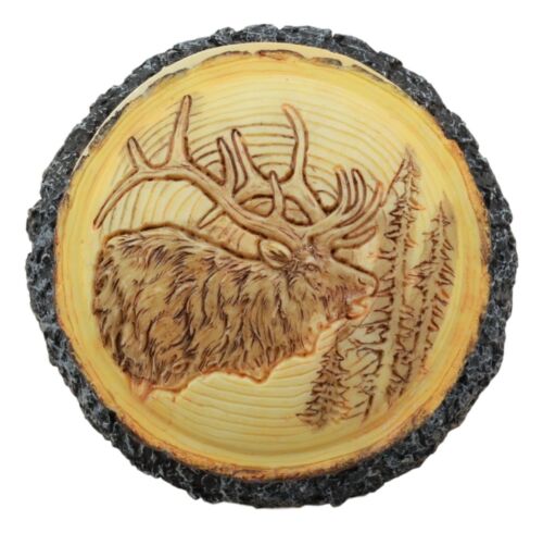 Ebros Rustic Faux Wood Wild Bull Moose Round Jewelry Box Figurine 4" Diameter - Image 4