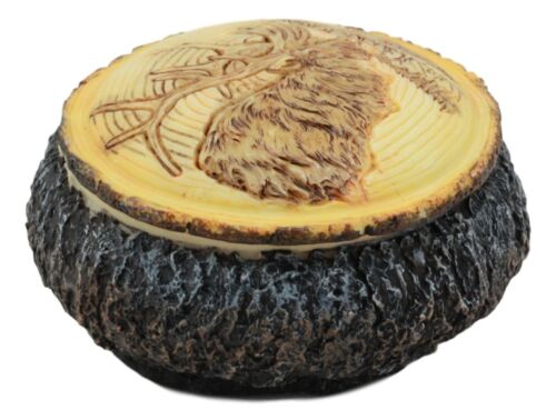 Ebros Rustic Faux Wood Wild Bull Moose Round Jewelry Box Figurine 4" Diameter - Image 6