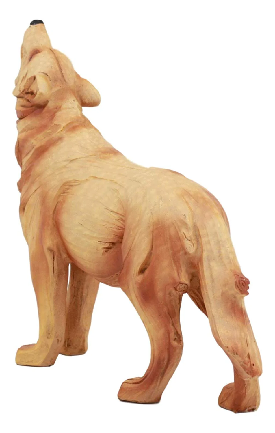 Ebros Rustic Faux Wood Resin Forest Full Moon Howling Gray Wolf Figurine Decor Statue - Image 2