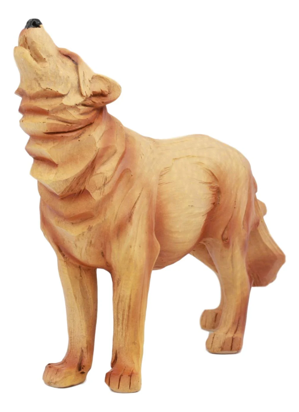 Ebros Rustic Faux Wood Resin Forest Full Moon Howling Gray Wolf Figurine Decor Statue - Image 4
