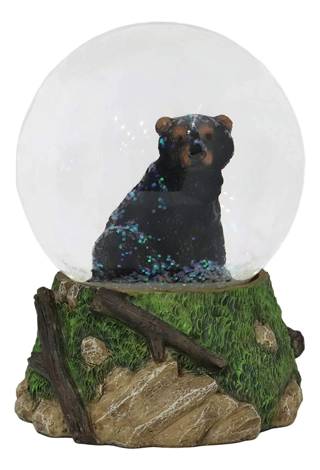 Ebros Rustic Woodlands American Sitting Ursus Black Bear Glitter Water Globe Decor - Image 2