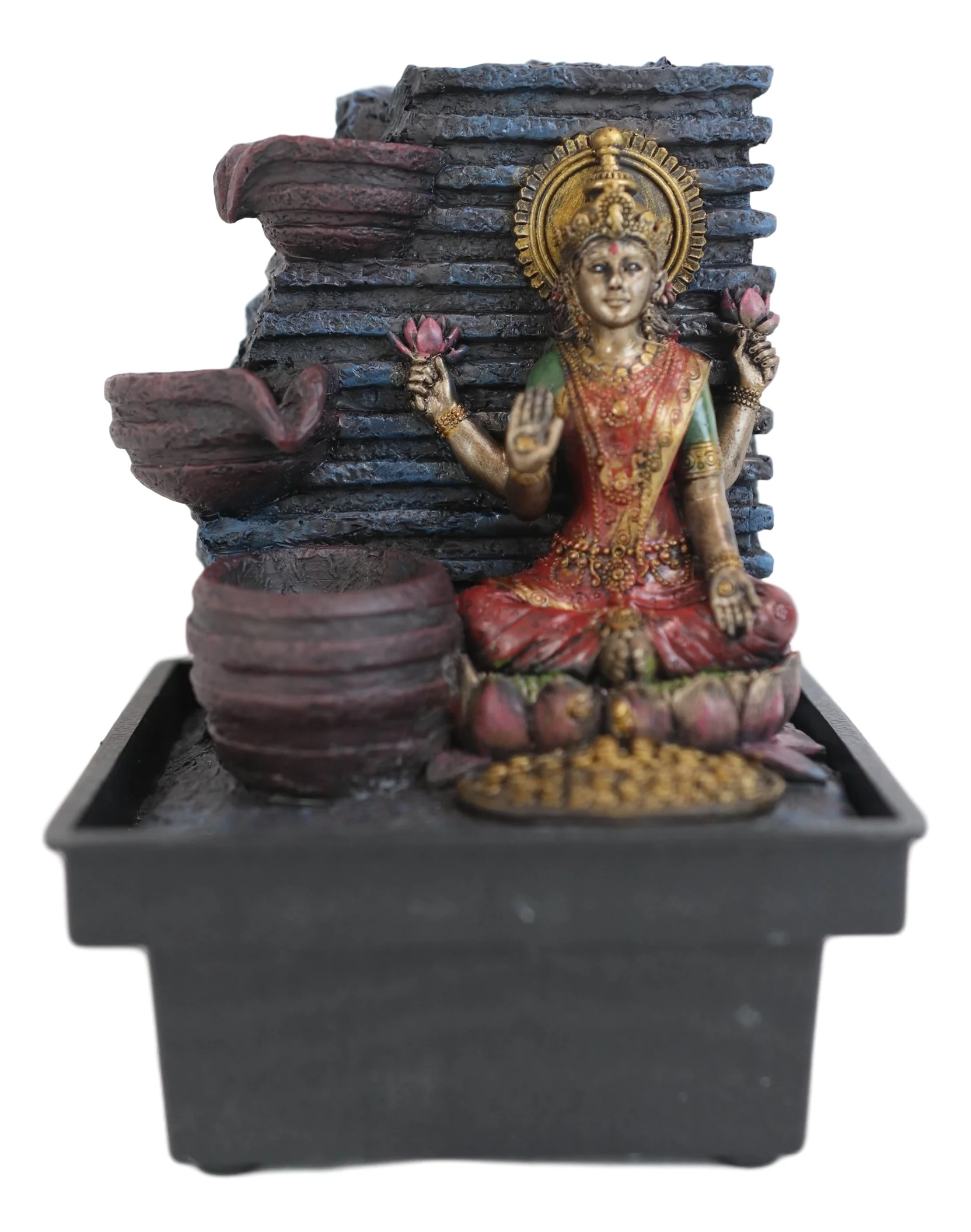 Ebros Sacred Hindu Goddess Lakshmi Flowing Water Fountain Resin Home Decor - Image 2