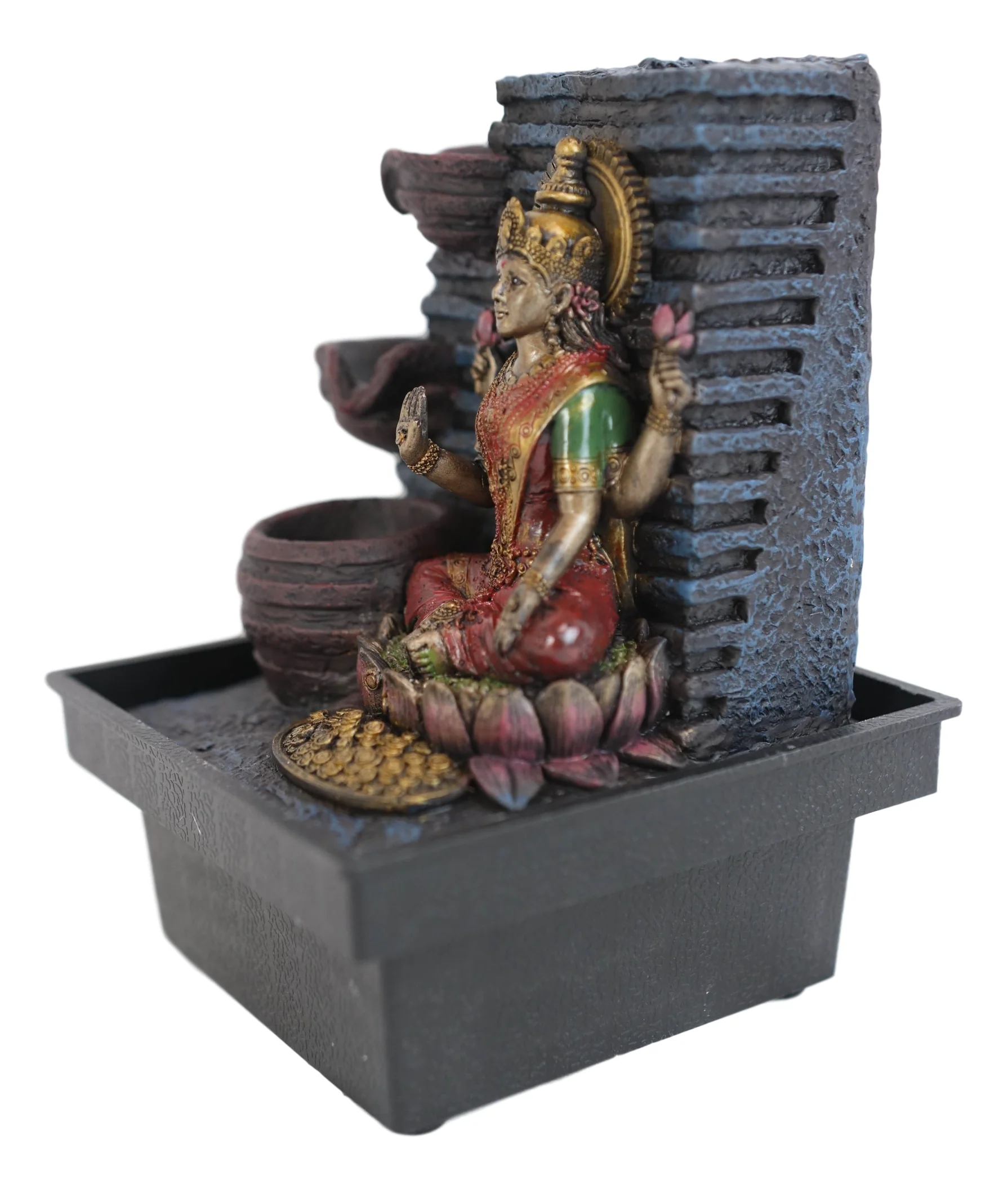 Ebros Sacred Hindu Goddess Lakshmi Flowing Water Fountain Resin Home Decor - Image 4