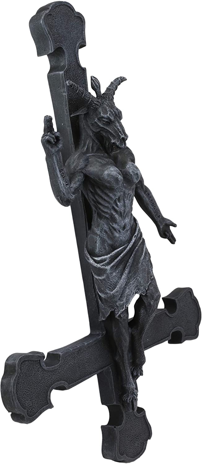 Ebros Samael Lilith Baphomet On Inverted Cross Hanging Wall Decor Plaque 12.25"H - Image 4