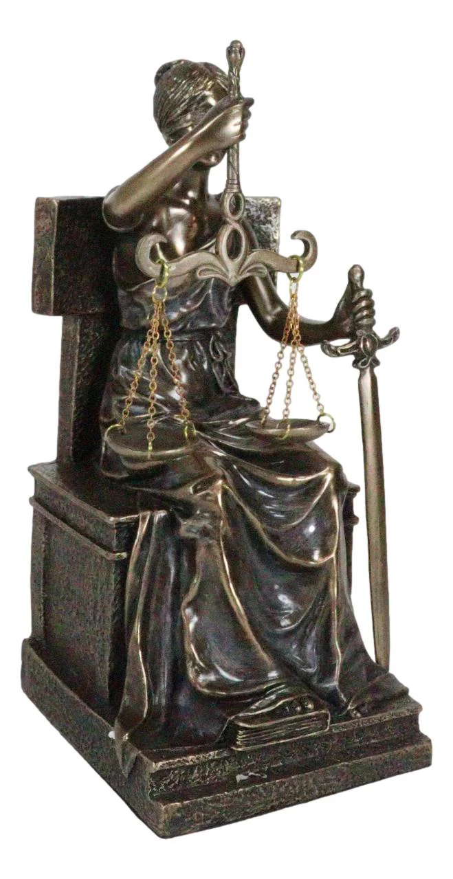 Ebros Seated Lady Justice in Blindfold with Scales and Sword Statue 8.25" Tall - Image 2