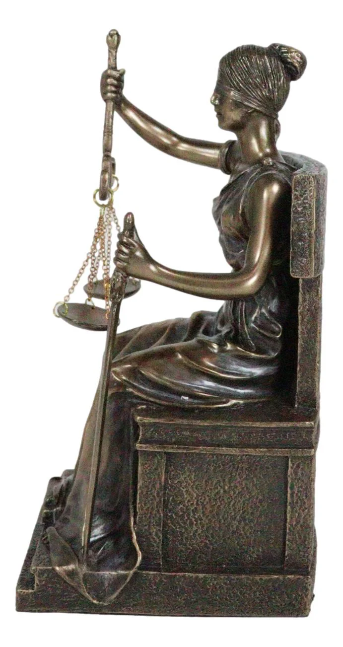 Ebros Seated Lady Justice in Blindfold with Scales and Sword Statue 8.25" Tall - Image 5