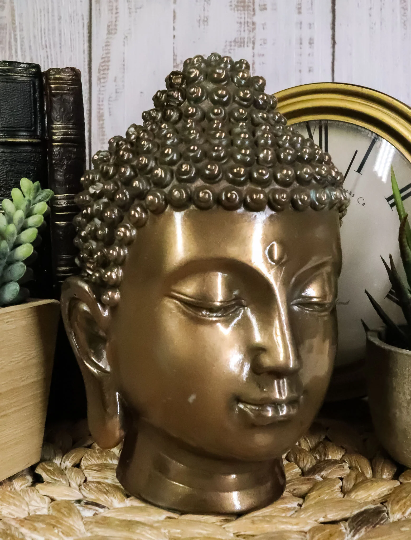 Ebros Shakyamuni Buddha Gautama Ushnisha Head Statue 6.5" Tall (Bronze Patina) - Image 7