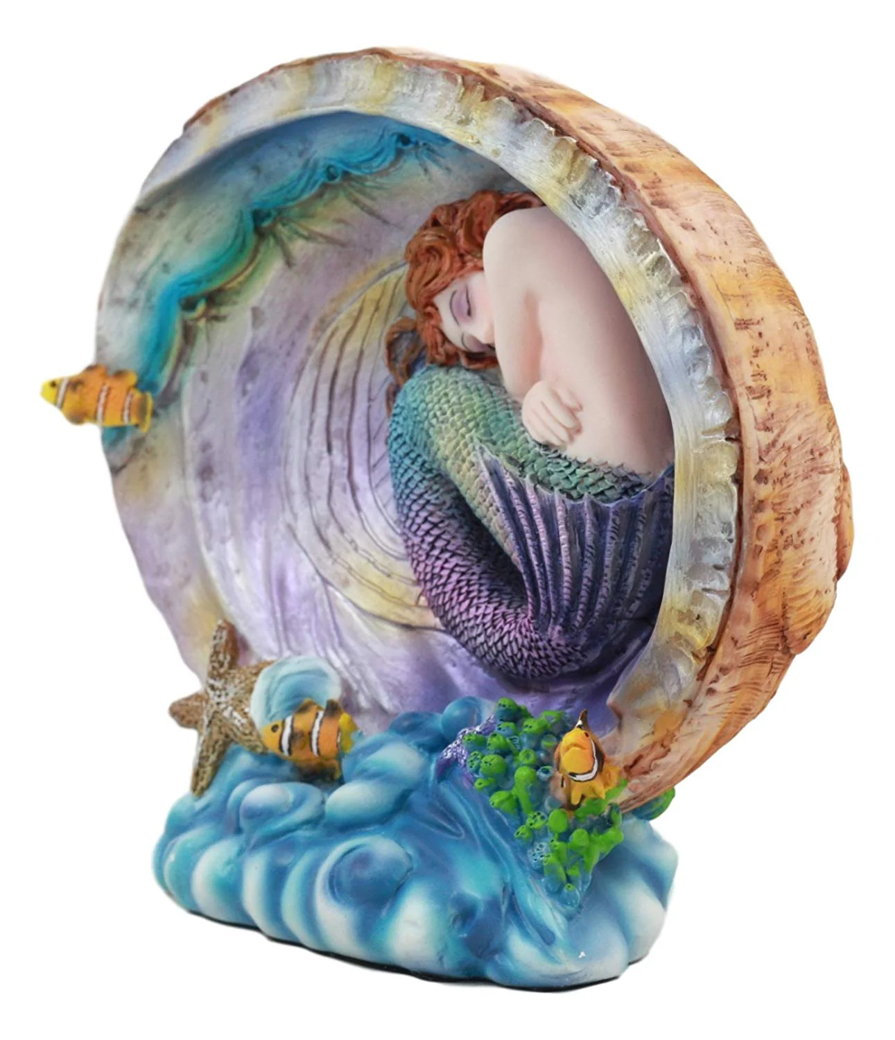 Ebros Sheila Wolk Mermaid Pearl Sleeping Mermaid Inside An Oyster Shell Statue - Image 2
