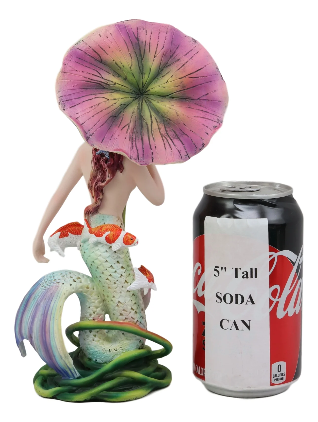Ebros Sheila Wolk Pulse of The Pond Mermaid by Flower Umbrella and Koi Fishes Statue 9" Tall Mythical Fantasy Siren Mermaids Nautical Decor Figurine - Image 4