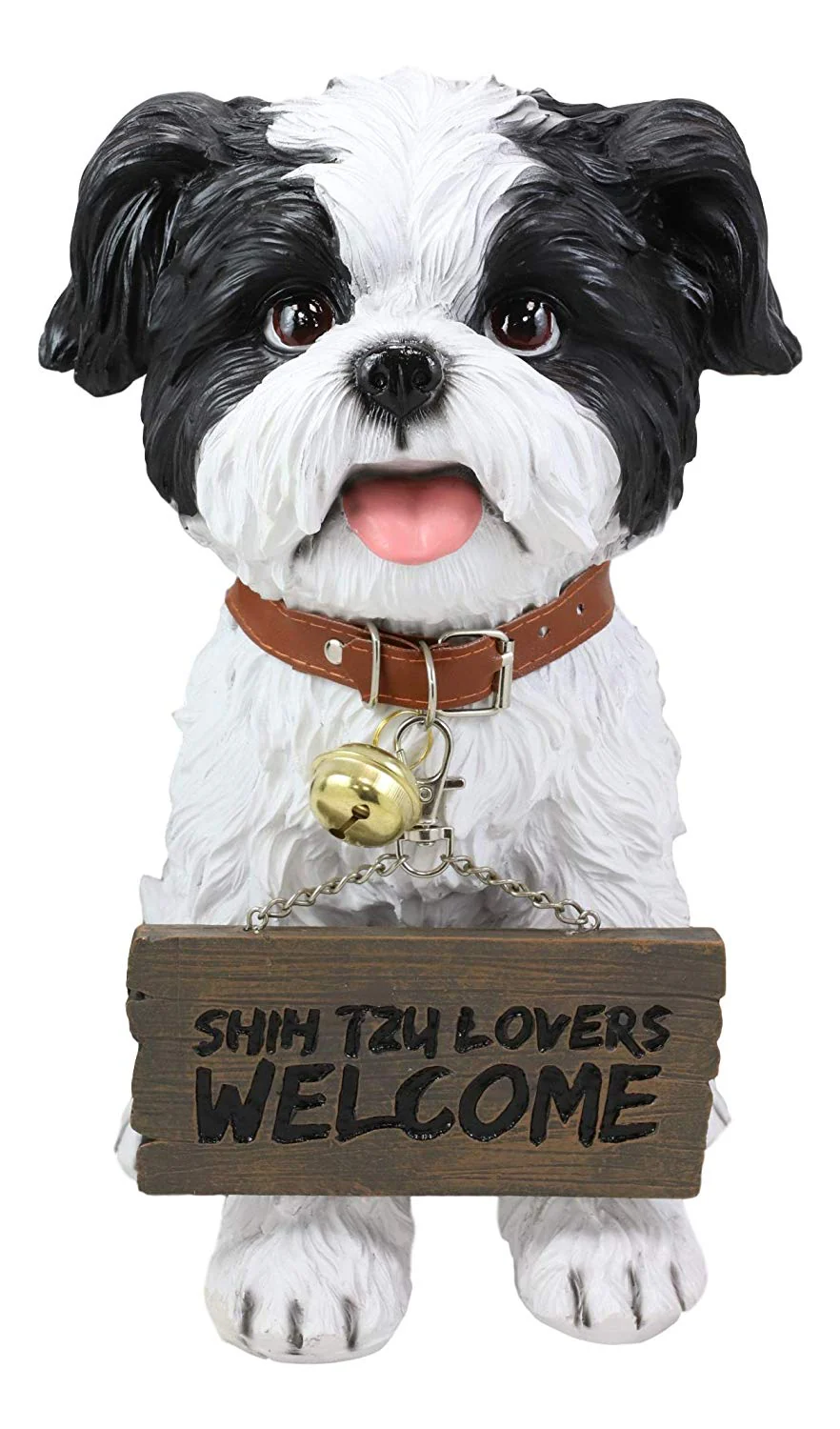 Ebros Shih Tzu Dog Statue With Jingle Collar Welcome Greeting Sign 11.25"Tall - Image 5
