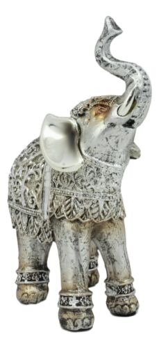 Ebros Silver Filigree Elephant Statue with Glass Mirrors 6" Tall Feng Shui Elephant Figurine Symbol of Wealth Fortune and Protection (Left Facing) - Image 5