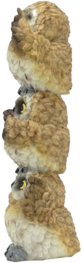 Ebros Stacked See Hear Speak No Evil Wise Acrobatic Fat Owls Figurine (Brown) - Image 2