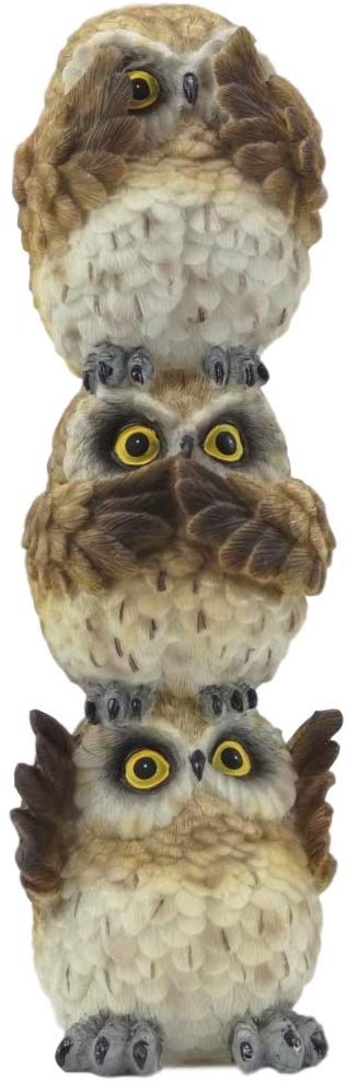 Ebros Stacked See Hear Speak No Evil Wise Acrobatic Fat Owls Figurine (Brown) - Image 5