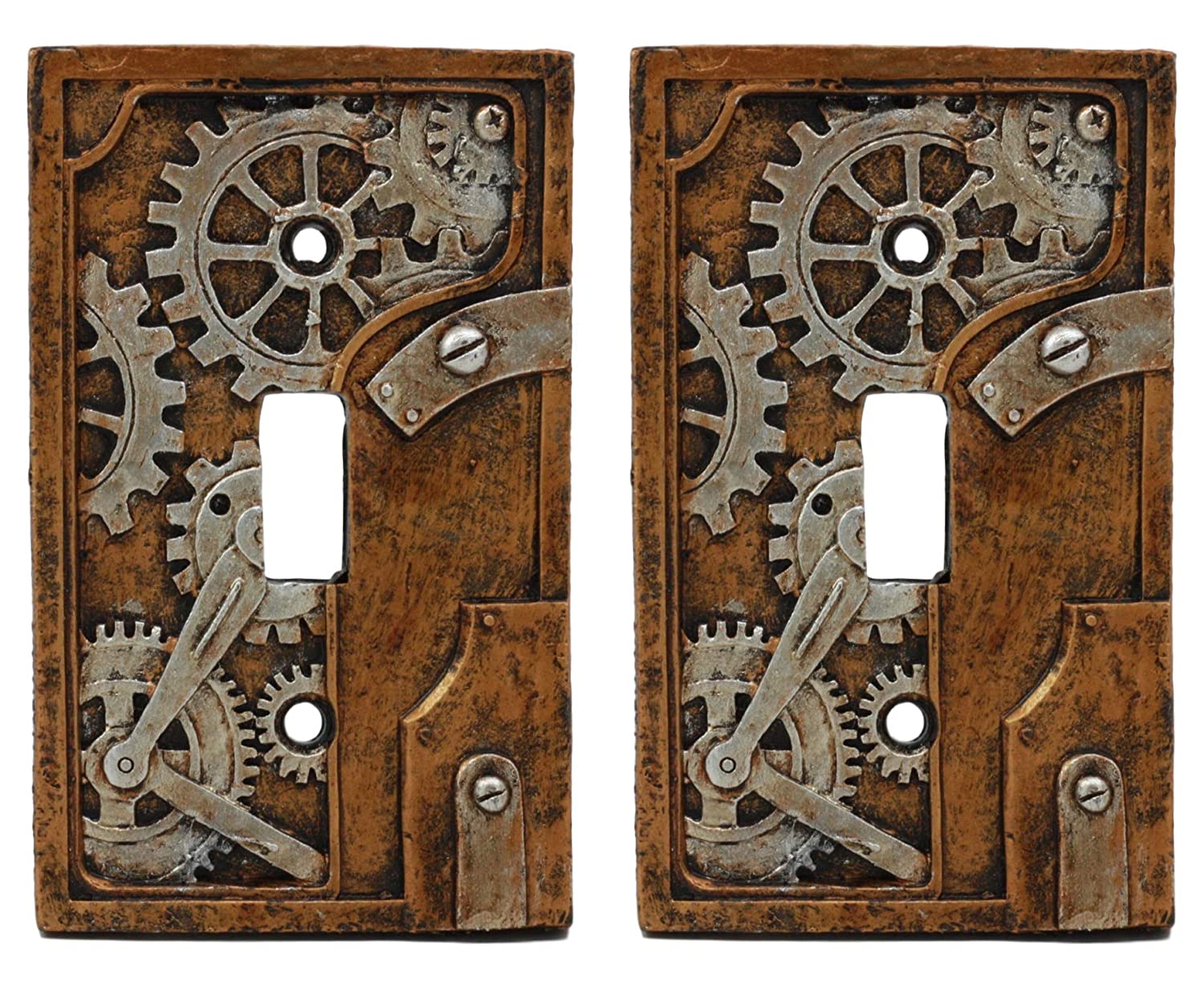 Ebros Steampunk Clockwork Gearwork Design Wall Light Switch Plate Set of 4 - Image 5