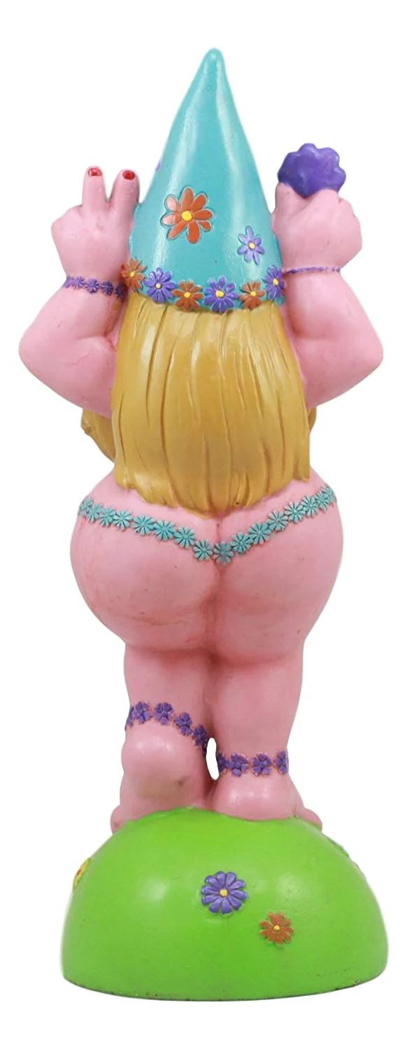Ebros Summer Of Love Flower Child Hippie Lady Gnome Statue Peace Lovin Mrs Gnome - Image 3