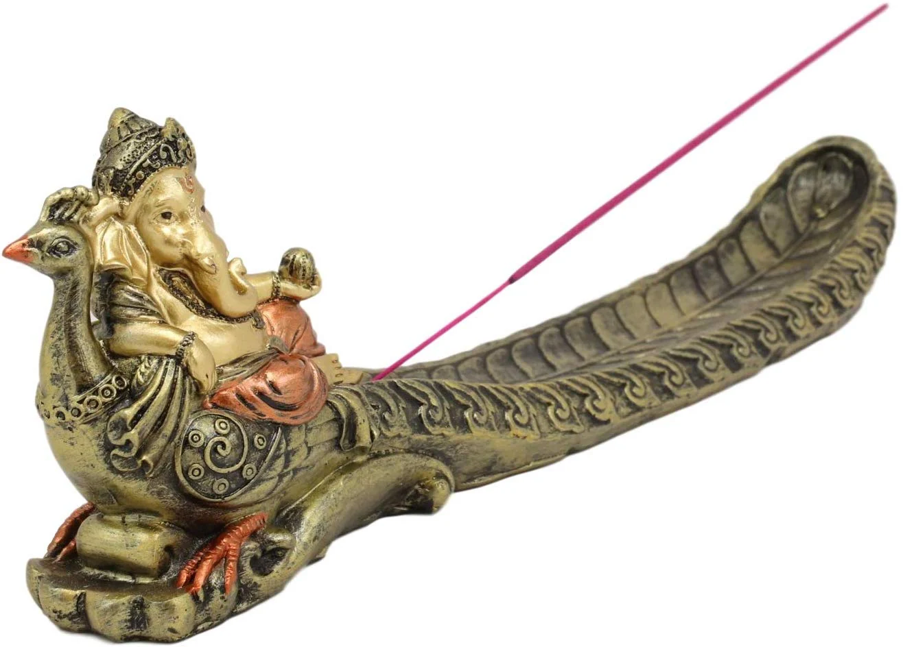 Ebros Supreme Hindu God Ganesha Riding A Peacock Incense Stick Burner Holder - Image 5