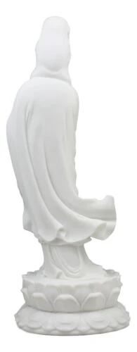 Water And Moon Bodhisattva Goddess Kuan Yin Standing On Lotus Statue 12.75"H - Image 4