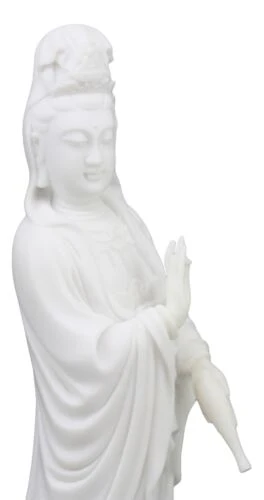 Water And Moon Bodhisattva Goddess Kuan Yin Standing On Lotus Statue 12.75"H - Image 5