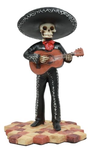 Ebros Traditional Charro Outfit Black Mariachi Band Skeleton Guitarist Statue Day of The Dead Folk Musician Figurine Dias De Los Muertos Decorative Collectible Graveyard Serenade Ideas - Image 2