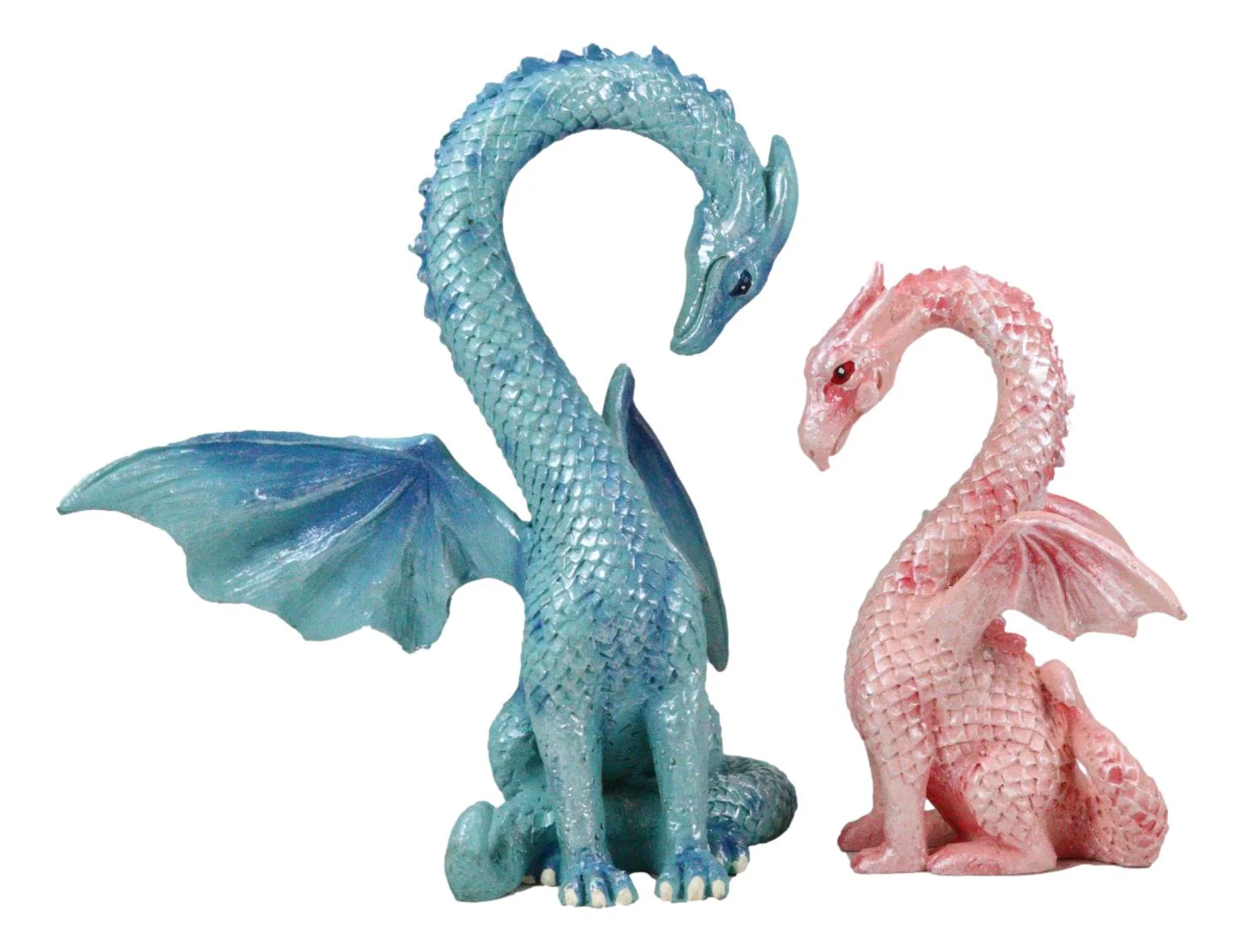 Ebros Valentines Cupid Love Dragon Couple Set of Two Blue and Pink Dragon Statue - Image 3