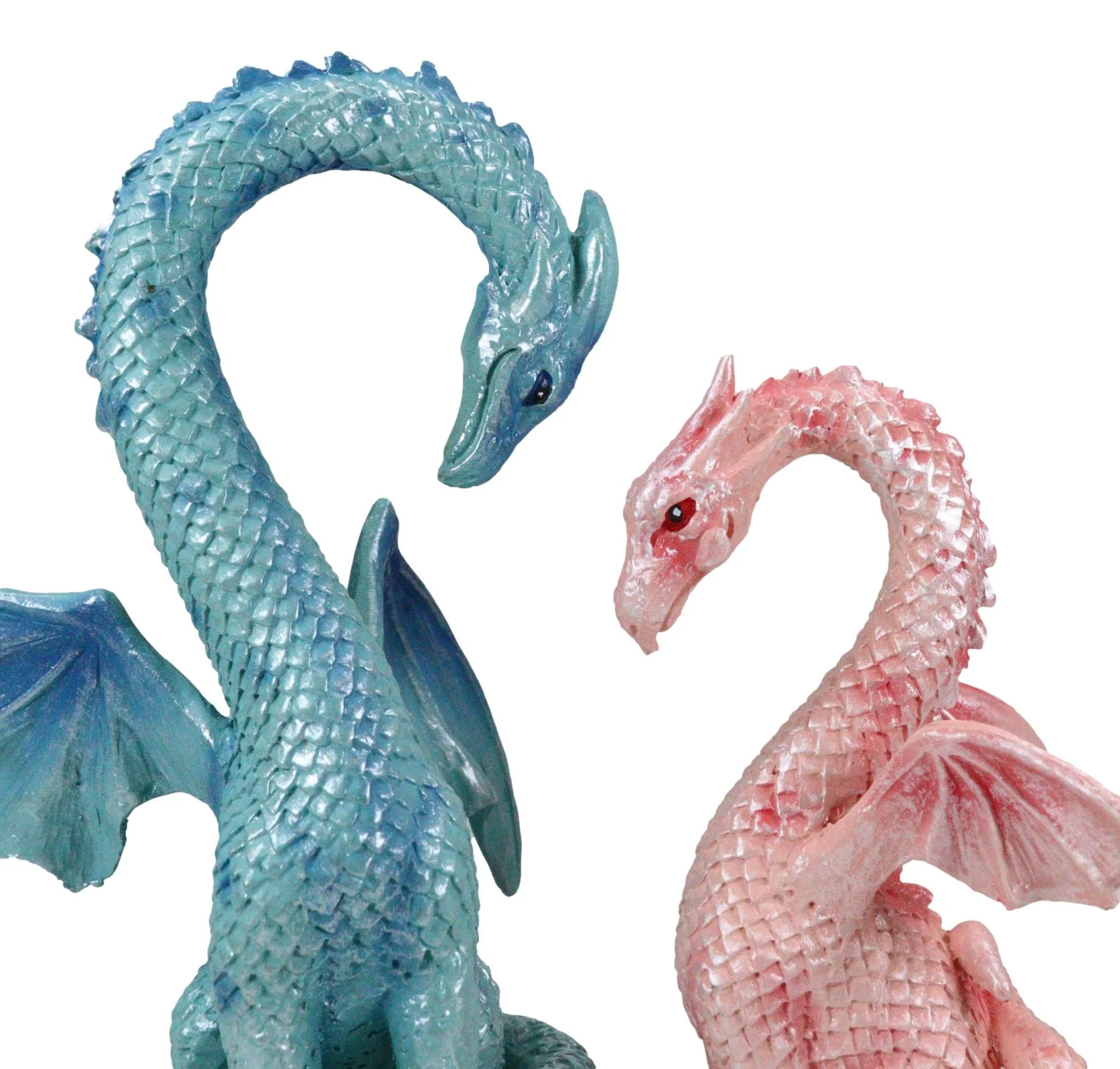 Ebros Valentines Cupid Love Dragon Couple Set of Two Blue and Pink Dragon Statue - Image 4