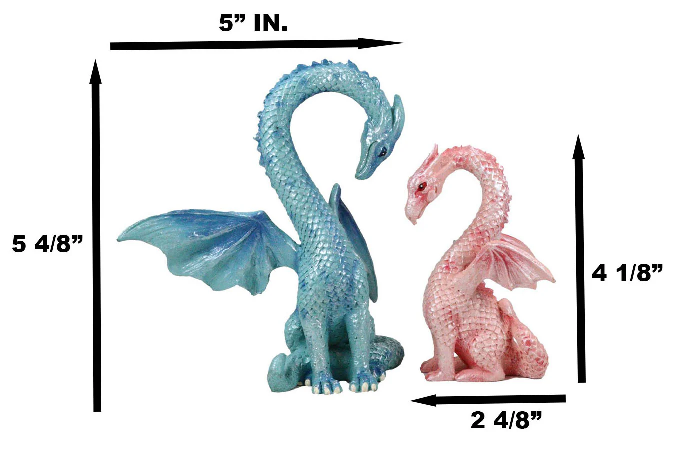 Ebros Valentines Cupid Love Dragon Couple Set of Two Blue and Pink Dragon Statue - Image 5