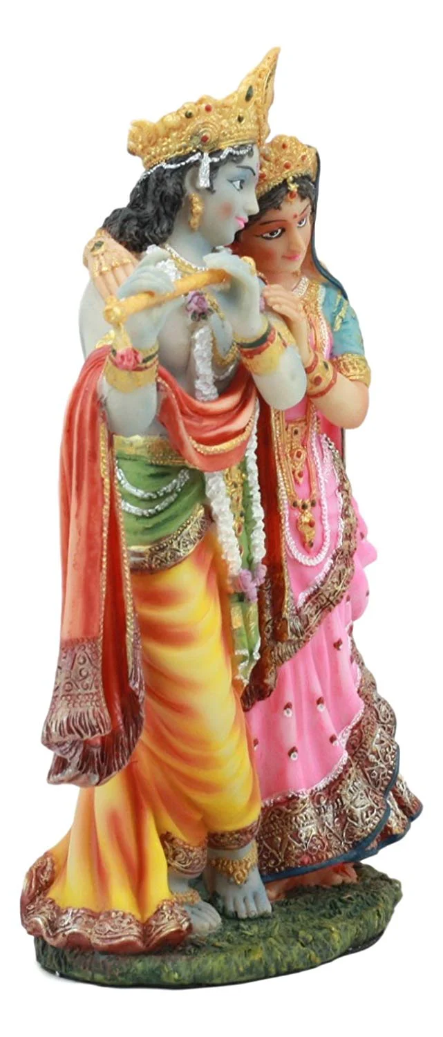 Vedic Radha And Krishna Statue Avatar Of Vishnu Shakti God's Divine Love 8"H - Image 4