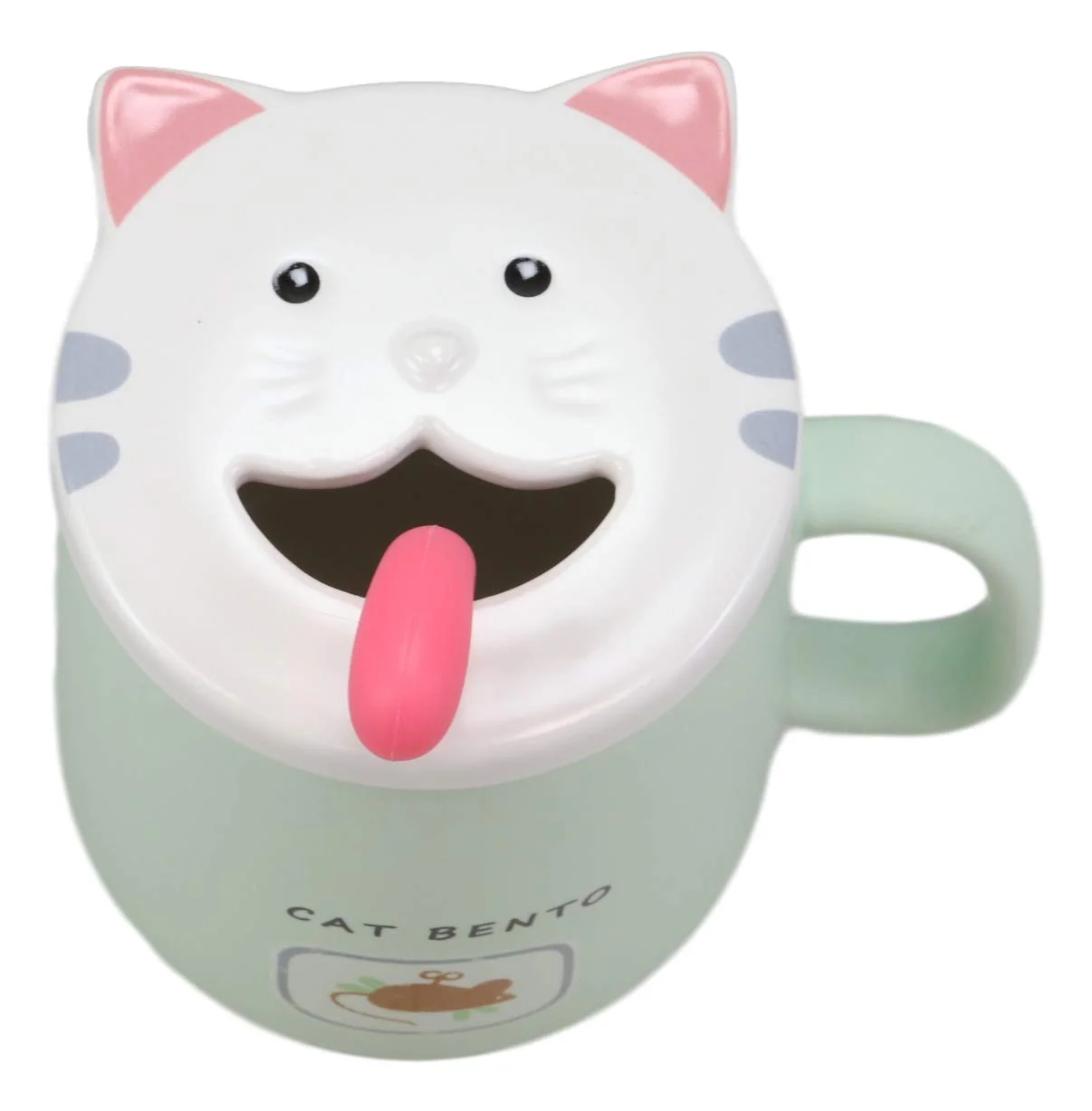 Ebros Coffee Mug Cup With Spoon And Lid 14oz Kittens Or Cats Mugs (Pastel Green) - Image 4