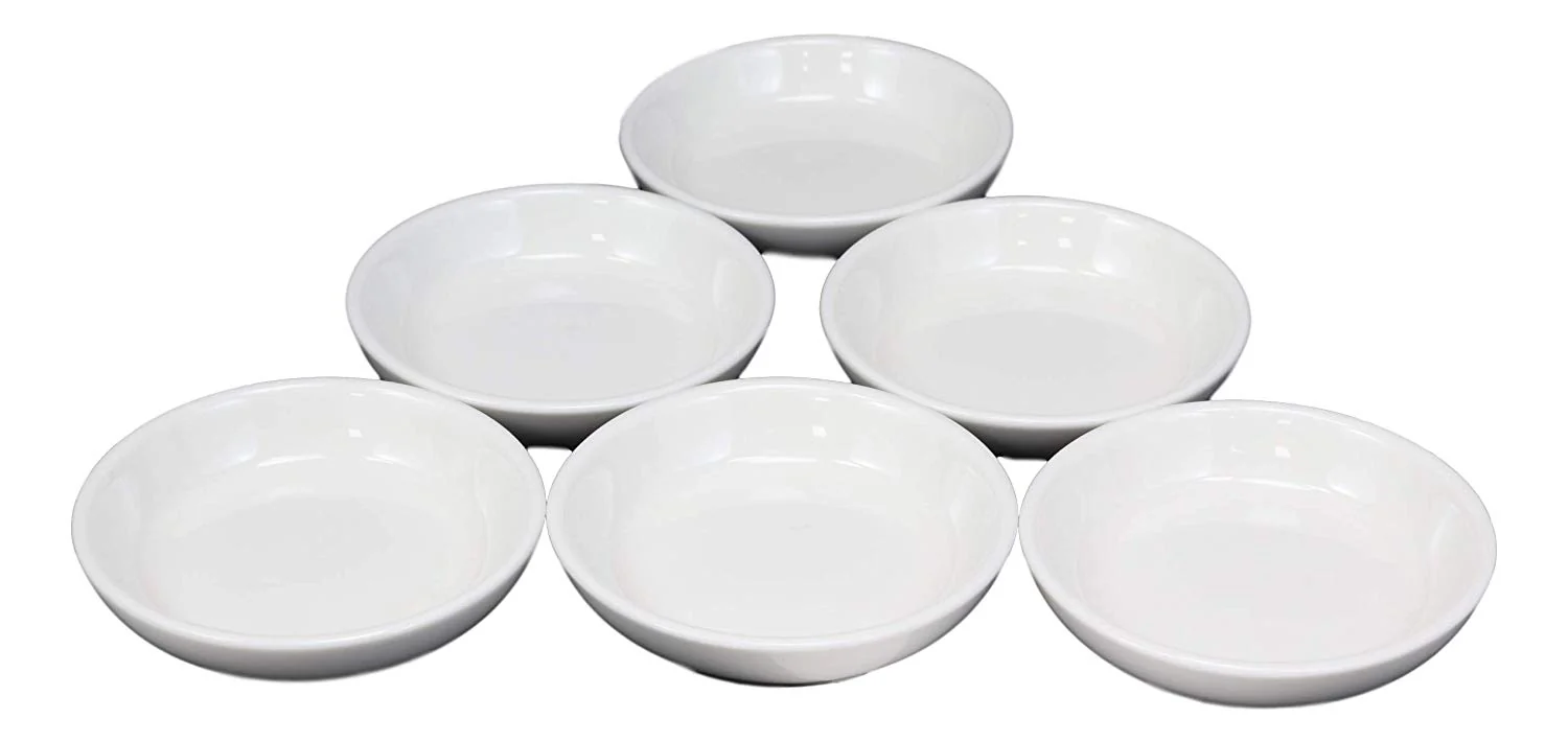 Ebros White Porcelain Contemporary Condiments Soy Sauce Dipping Plate or Dish Set of 6 Great Housewarming Gift Or Party Decor For Sushi Asian Dining Oil Chili Paste Chip Dips Restaurant Supply - Image 2