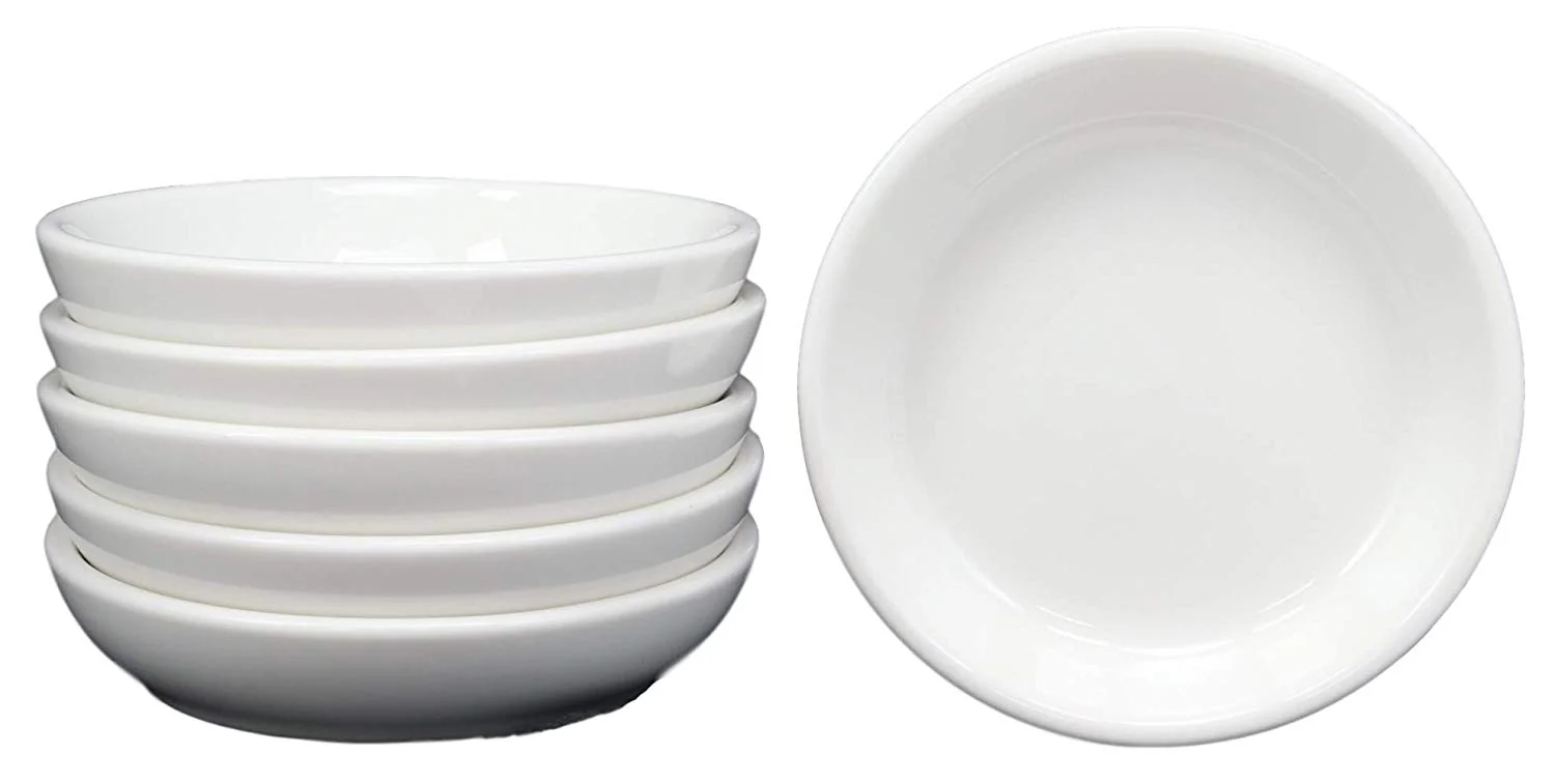 Ebros White Porcelain Contemporary Condiments Soy Sauce Dipping Plate or Dish Set of 6 Great Housewarming Gift Or Party Decor For Sushi Asian Dining Oil Chili Paste Chip Dips Restaurant Supply - Image 3
